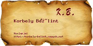 Korbely Bálint névjegykártya