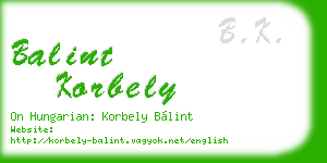 balint korbely business card