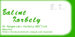 balint korbely business card